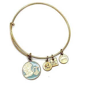 Alex and Ani Special Delivery Stork Charm Bracelet Gold/Blue 2"- 3.5"